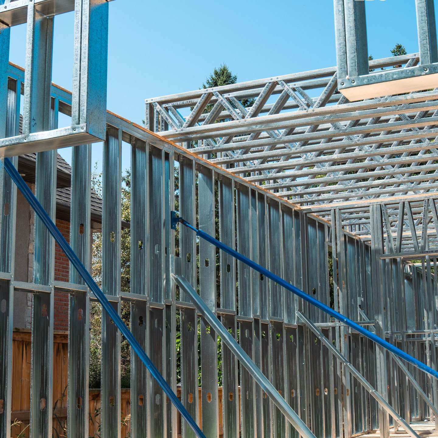 Wall panels and floor trusses coming together.