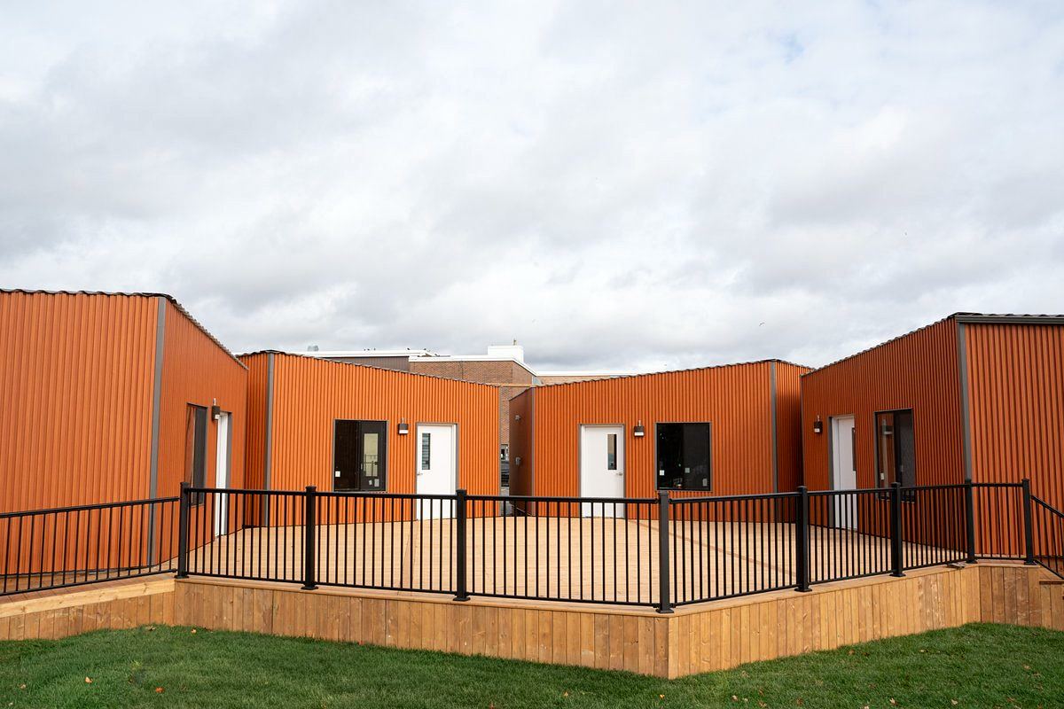 Four hexagonal modular classrooms for Parry Sound High School