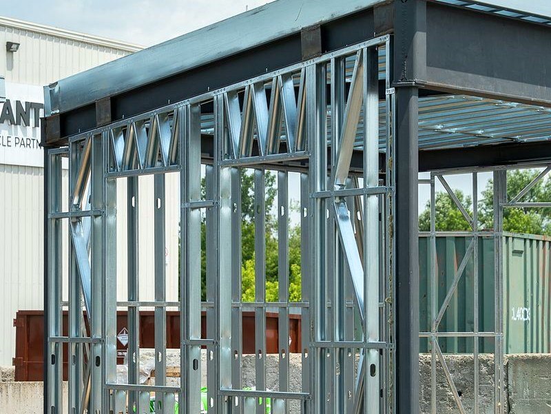 A steel-framed module outside the plant