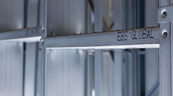 Galvanized studs and track printed with the EBS Global mark